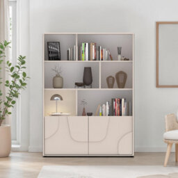 FurniComp LTD Furnicomp Vienna 100Cm 2 Door Tall Cashmere Bookcase - thumbnail 7