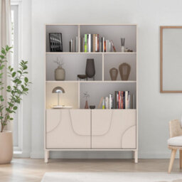 FurniComp LTD Furnicomp Vienna 100Cm 2 Door Tall Cashmere Bookcase - thumbnail 2