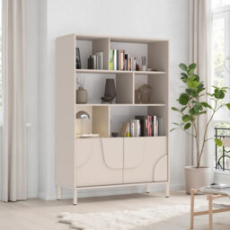 FurniComp LTD Furnicomp Vienna 100Cm 2 Door Tall Cashmere Bookcase - thumbnail 1