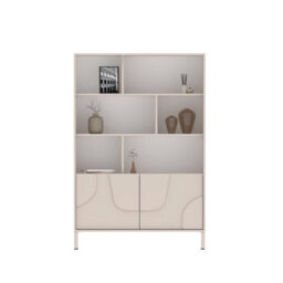 FurniComp LTD Furnicomp Vienna 100Cm 2 Door Tall Cashmere Bookcase - thumbnail 4