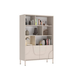 FurniComp LTD Furnicomp Vienna 100Cm 2 Door Tall Cashmere Bookcase - thumbnail 5
