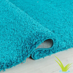 STALWART Modern Shaggy Rug - 5Cm Thick Pile Soft Touch Washable Area Rugs Carpet (Teal Blue, 80X150Cm) - thumbnail 2