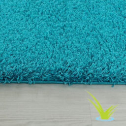 STALWART Modern Shaggy Rug - 5Cm Thick Pile Soft Touch Washable Area Rugs Carpet (Teal Blue, 80X150Cm) - thumbnail 4