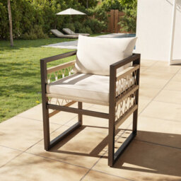 Btm 4-Seater Handwoven Garden Set, Iron Frame, 4 Beige Cushions, Glass Table, Weatherproof - thumbnail 7