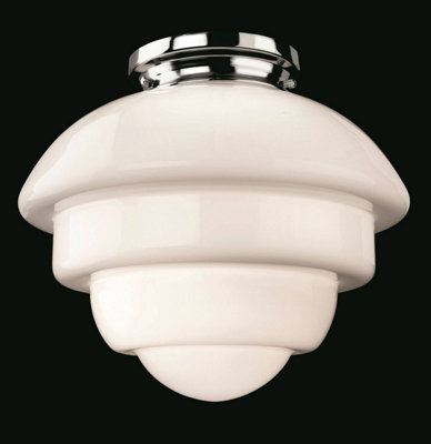 Luminosa Lighting Luminosa Art 1 Light Flush Light Chrome, Opal White Glass, E27