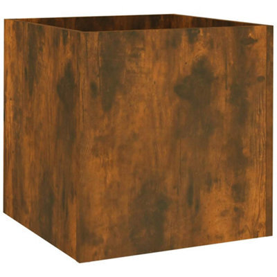Berkfield Sturdy Planter Box Smoked Oak 40X40X40 Cm Engineered Wood - image 1