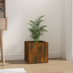 Berkfield Sturdy Planter Box Smoked Oak 40X40X40 Cm Engineered Wood - thumbnail 2