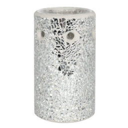 Silver Pillar Crackle Glass Oil Burner (Height) 14.5 Cm - thumbnail 3