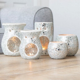 Silver Pillar Crackle Glass Oil Burner (Height) 14.5 Cm - thumbnail 5