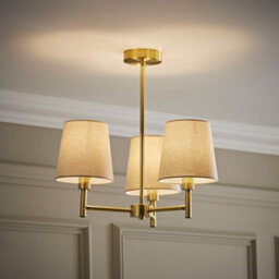 Valuelights Kincaid 3 Arm Brushed Gold Chandelier Ceiling Light With Tapered Shades - thumbnail 1