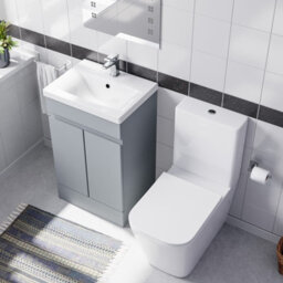 Nes Home Matte Grey 500mm Freestanding Basin Vanity Unit & Close Coupled Toilet - thumbnail 4