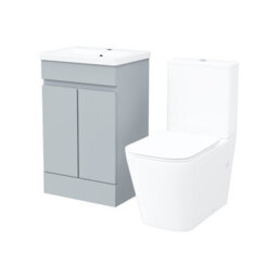 Nes Home Matte Grey 500mm Freestanding Basin Vanity Unit & Close Coupled Toilet - thumbnail 6