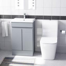 Nes Home Matte Grey 500mm Freestanding Basin Vanity Unit & Close Coupled Toilet - thumbnail 2