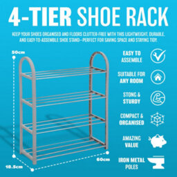 4 Tier Shoe Stand Holder Organiser Storage Rack Shelf Boot Shelves Tidy - thumbnail 3