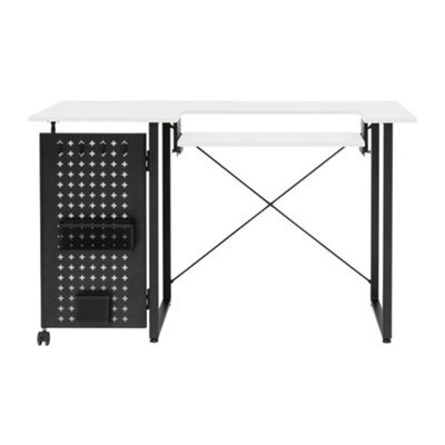 Sewing Online Sewing Table With Fold-Out Storage Panel, White/black Legs - image 1