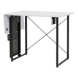 Sewing Online Sewing Table With Fold-Out Storage Panel, White/black Legs - thumbnail 4