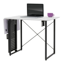 Sewing Online Sewing Table With Fold-Out Storage Panel, White/black Legs - thumbnail 3