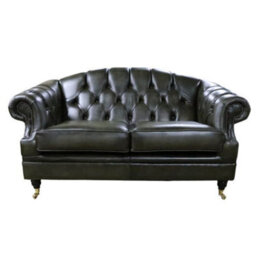 Chesterfield Handmade 2 Seater Sofa Settee Antique Olive Green Leather In Victoria Style - thumbnail 1