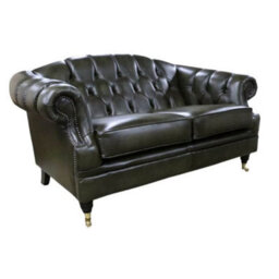 Chesterfield Handmade 2 Seater Sofa Settee Antique Olive Green Leather In Victoria Style - thumbnail 4
