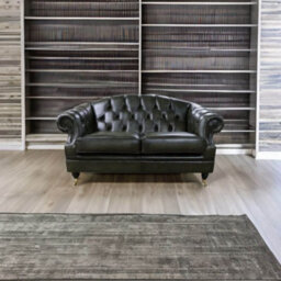 Chesterfield Handmade 2 Seater Sofa Settee Antique Olive Green Leather In Victoria Style - thumbnail 2