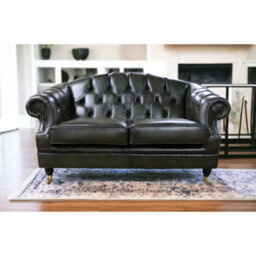 Chesterfield Handmade 2 Seater Sofa Settee Antique Olive Green Leather In Victoria Style - thumbnail 3
