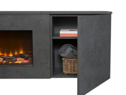 Acantha Orion Xo Electric Floating Media Wall Suite In Slate Effect With Tv Board & Grey Oak Wall Panels - thumbnail 2