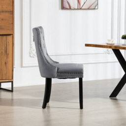 Ceres Velvet Fabric Dining Chairs - Set Of 2 - Grey - thumbnail 3