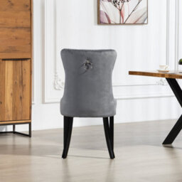 Ceres Velvet Fabric Dining Chairs - Set Of 2 - Grey - thumbnail 5