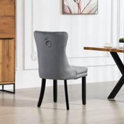 Ceres Velvet Fabric Dining Chairs - Set Of 2 - Grey - thumbnail 4