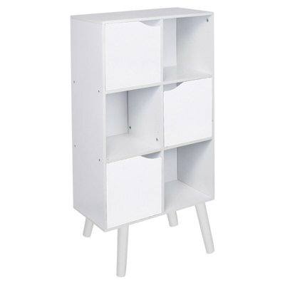 Urbn-Living White 6-Tier 3-Door Cube Shelving Unit With Scandinavian Legs - image 1