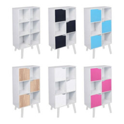 Urbn-Living White 6-Tier 3-Door Cube Shelving Unit With Scandinavian Legs - thumbnail 2