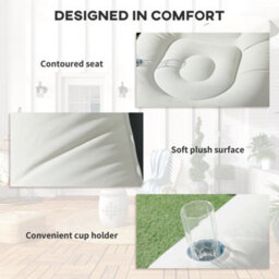Outsunny Inflatable Chair And Footstool For Gaming, Reading, Watching, Grey - thumbnail 5