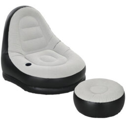 Outsunny Inflatable Chair And Footstool For Gaming, Reading, Watching, Grey - thumbnail 2