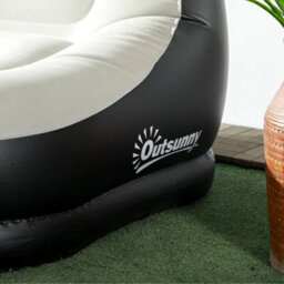 Outsunny Inflatable Chair And Footstool For Gaming, Reading, Watching, Grey - thumbnail 9
