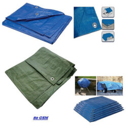 Kav 120 Gsm Tarpaulin Waterproof Tarp With Eyelets Ground Sheet For Garden Furniture Blue, 5.49M X 7.32M - thumbnail 2
