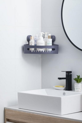 Zuvo No-Drill Shower Caddy With Suction Cups - Adhesive-Free Bathroom Shelf For Shampoo, Soap, Toiletries - Grey - image 1