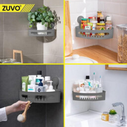 Zuvo No-Drill Shower Caddy With Suction Cups - Adhesive-Free Bathroom Shelf For Shampoo, Soap, Toiletries - Grey - thumbnail 8