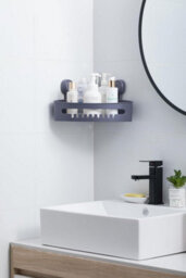 Zuvo No-Drill Shower Caddy With Suction Cups - Adhesive-Free Bathroom Shelf For Shampoo, Soap, Toiletries - Grey - thumbnail 1