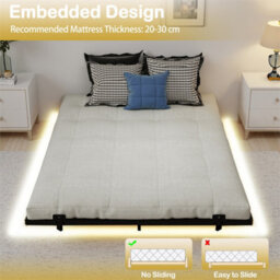 Double Size Modern Metal Platform Bed With Led Lights - thumbnail 3