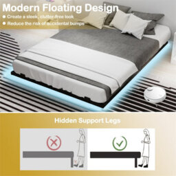 Double Size Modern Metal Platform Bed With Led Lights - thumbnail 5