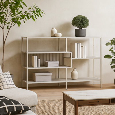 Wyld Haus Paris Wide Grey Metal Bookcase 4 Shelves - image 1