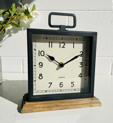My Square Mile Mantle Clock Vintage Carriage Table Rustic Mantlepiece Living Room Small Black Clock 21Cm