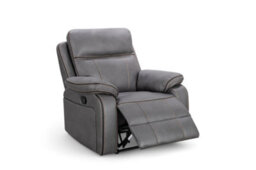 Faux Leather Grey Manual Recliner Chair - thumbnail 2