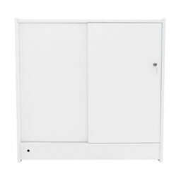 MonsterShop White Shop Counter Led Light C 900mm Lockable Sliding Doors 2 Keys Retail Storage Unit Display Showcase Cabinet Reception Desk - thumbnail 6