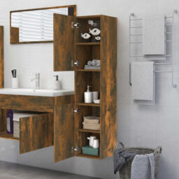 Vidaxl Bathroom Cabinet Smoked Oak 30X30X130 Cm Engineered Wood - thumbnail 4