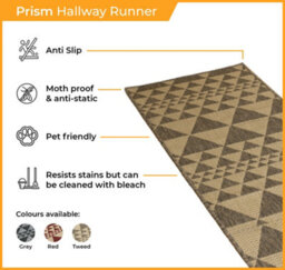 Prism Hallway Runner Rug - Hardwearing, Non-Slip & Durable Carpet For Hall, Kitchen & Corridor - thumbnail 3