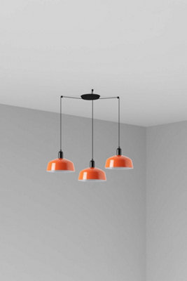 Luminosa Lighting Luminosa Tatawin Medium Cluster Pendant Ceiling Light Satin Black, Gloss Reddish Orange 3X E27