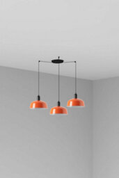 Luminosa Lighting Luminosa Tatawin Medium Cluster Pendant Ceiling Light Satin Black, Gloss Reddish Orange 3X E27