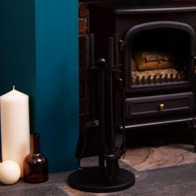 Lassic Fire Vida 5 Piece Warwick Black Companion Set - Poker, Tongs, Shovel, Brush And A Stand - image 1