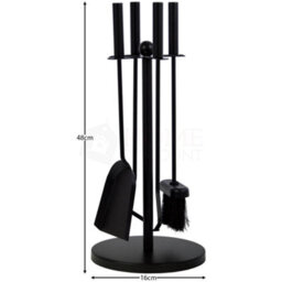 Lassic Fire Vida 5 Piece Warwick Black Companion Set - Poker, Tongs, Shovel, Brush And A Stand - thumbnail 2